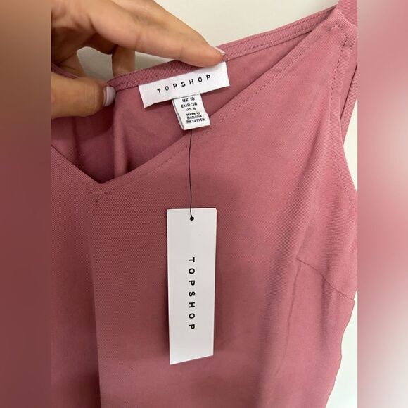 NWT Topshop Tilda Side Button Pink Mini Slip Dress Shoulder Ties Women's sz 6 - Picture 8 of 15
